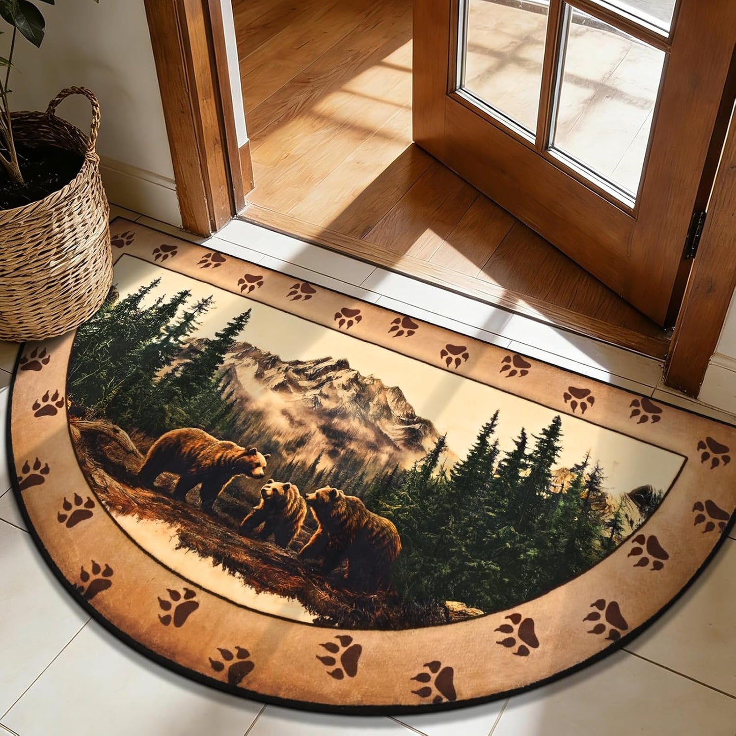 Alfombra puerta exterior 2x4pulg antideslizante marrón