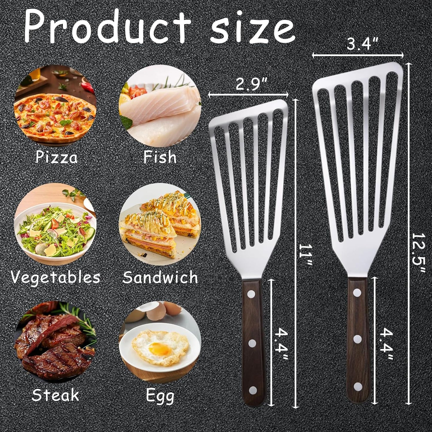 2 espátulas de pescado de acero inoxidable ranurada duradera para cocinar