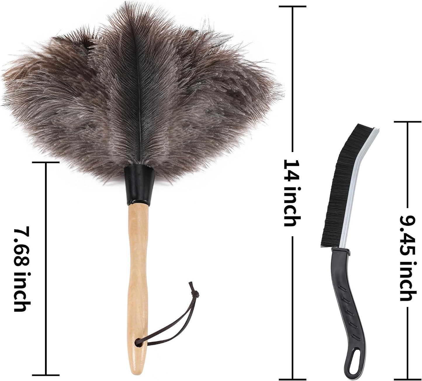 Plumero plumas avestruz 14pulg reutilizable 2pzas cepillo limpieza