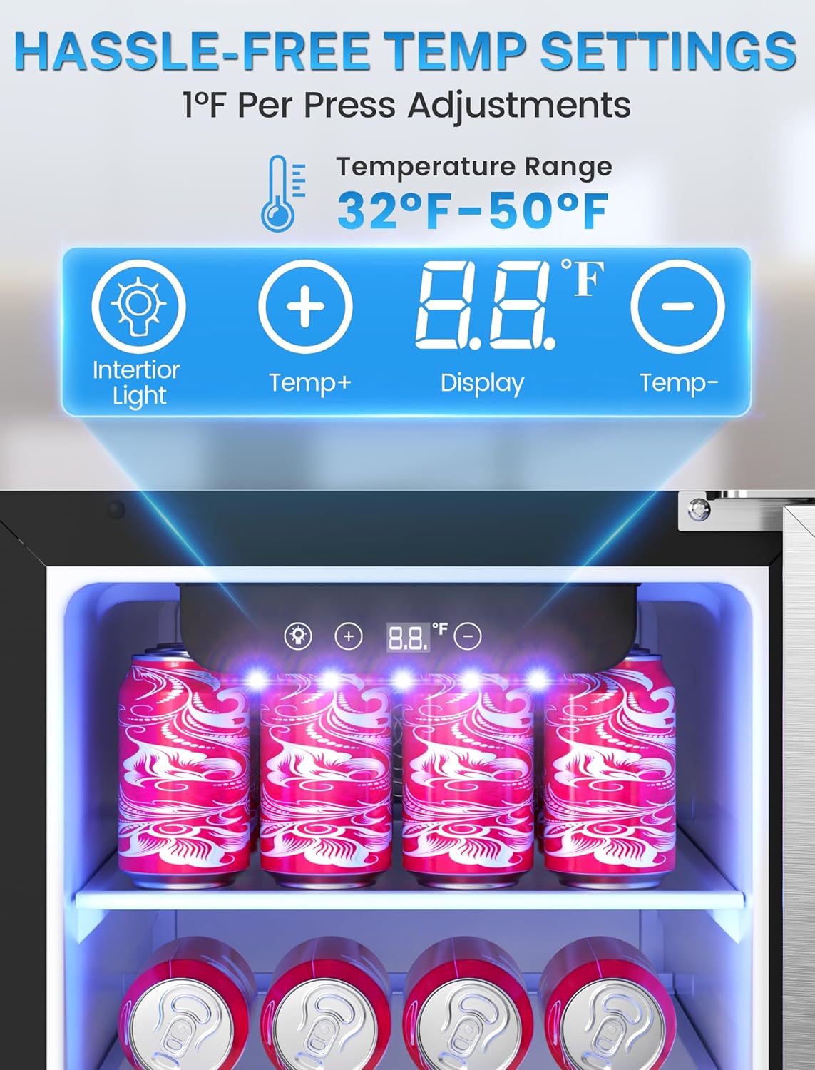 Refrigerador bebidas 15pulg acero inox integrado y independiente