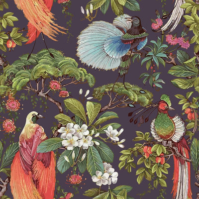 Papel tapiz vintage pájaros tropicales 17.7x118pulg autoadhesivo
