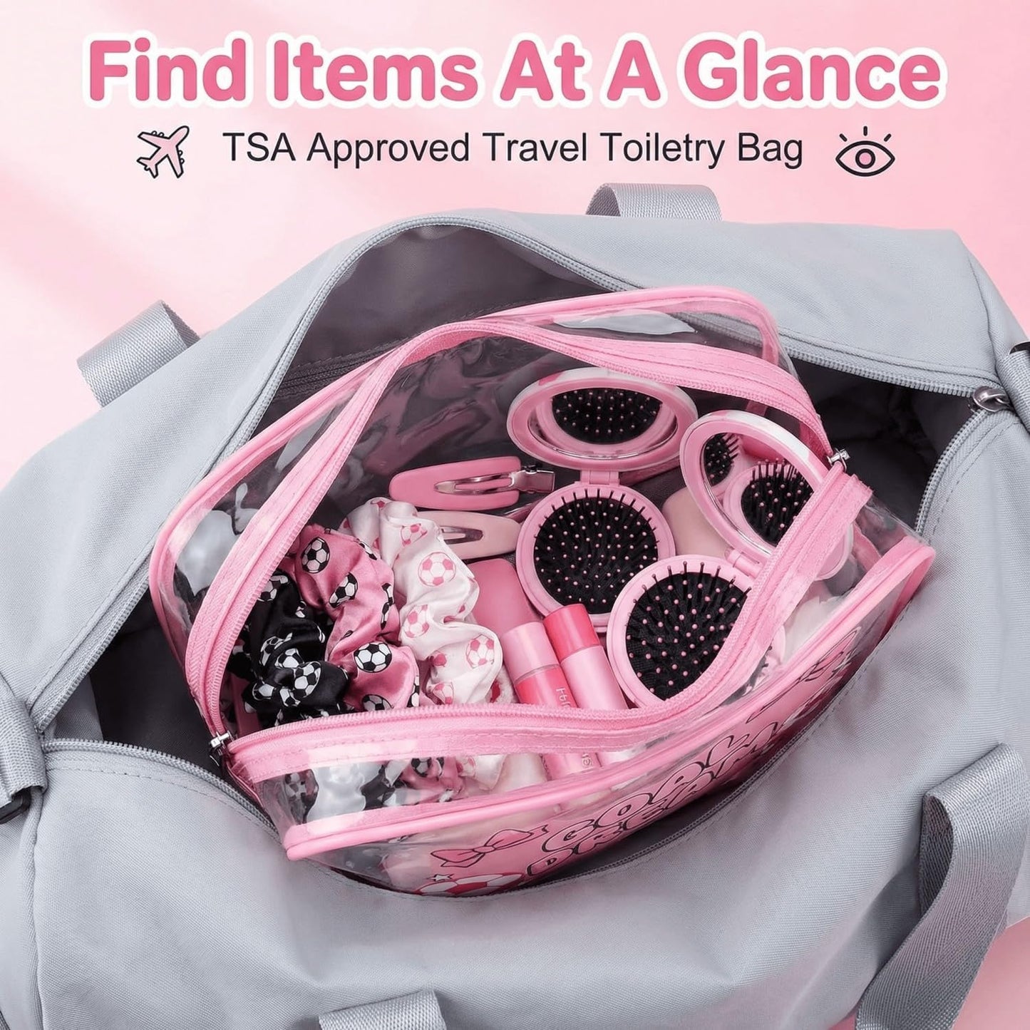 Bolsas cosméticos fútbol rosa para mujer regalo equipo deportivo