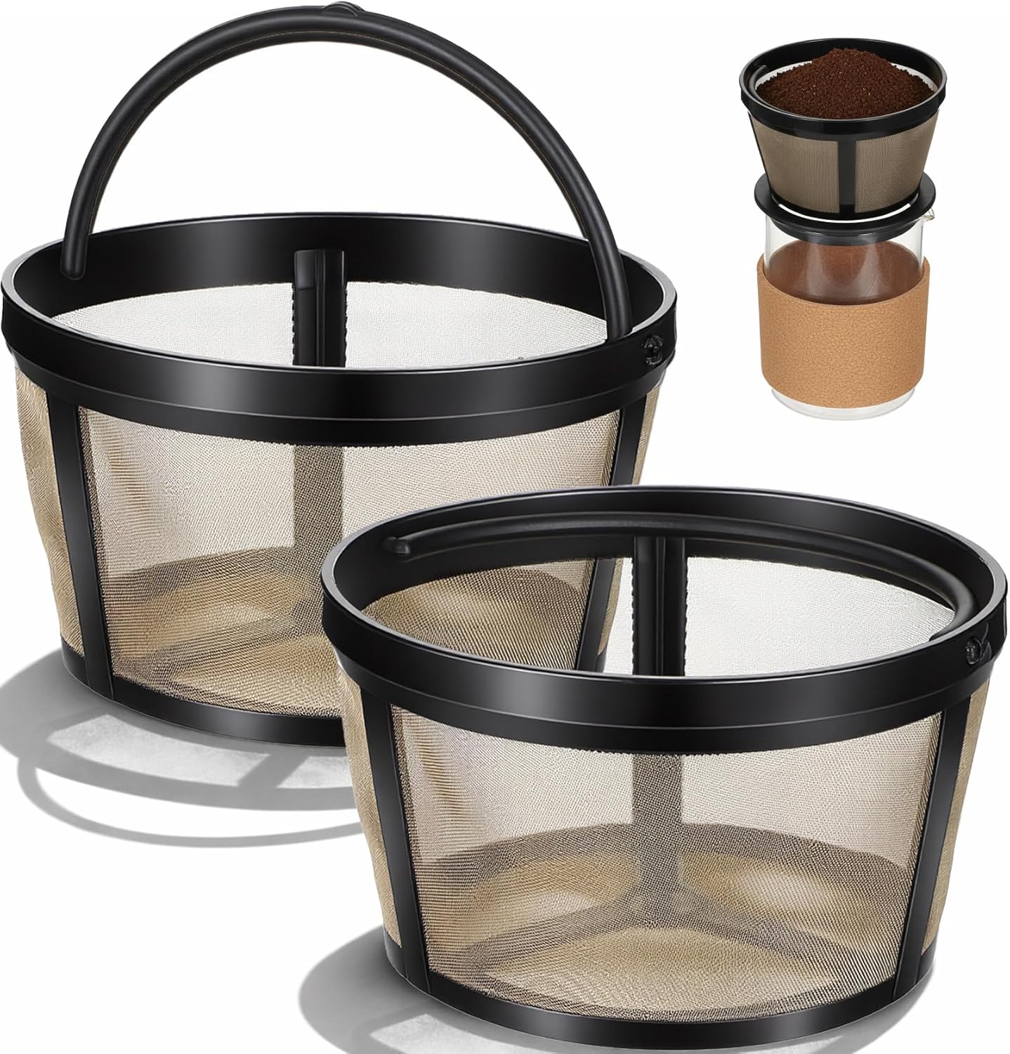 Filtros de café reutilizables de 5 tazas con asa, paquete de 2