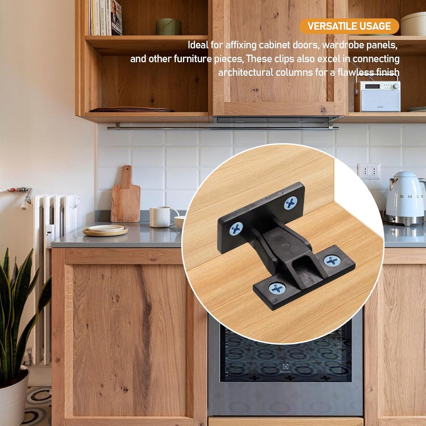 8 Pzas Soportes Plástico Montaje Rápido para Mueble Negro