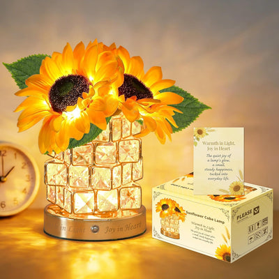Lámpara cubo cristal girasol luz nocturna 3colores recargable