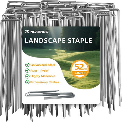52 Estacas Jardín Galvanizadas 6pulg Ajustables U Tela
