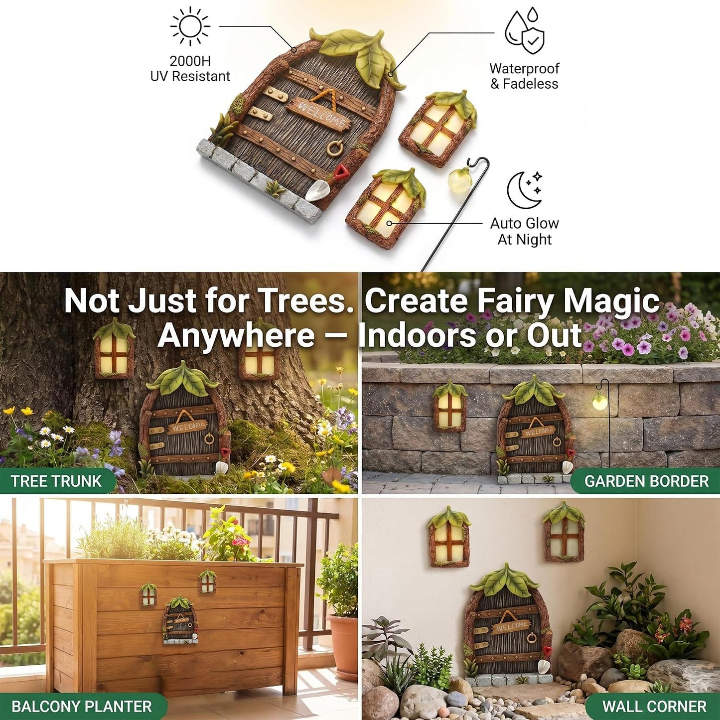 Decoración gnomos puerta jardín casa elfo resina
