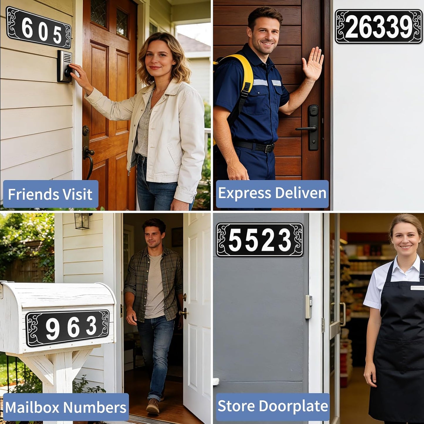 Números de casa impermeables para exteriores e interiores
