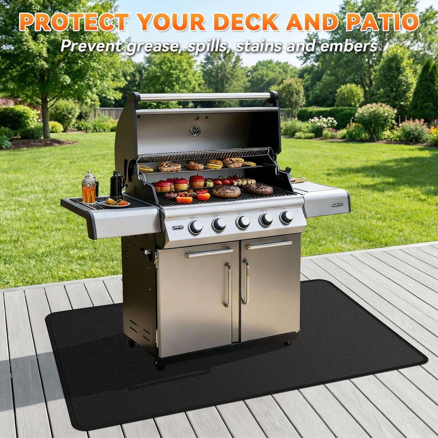Alfombrilla parrilla al aire libre 65x39pulg doble cara impermeable