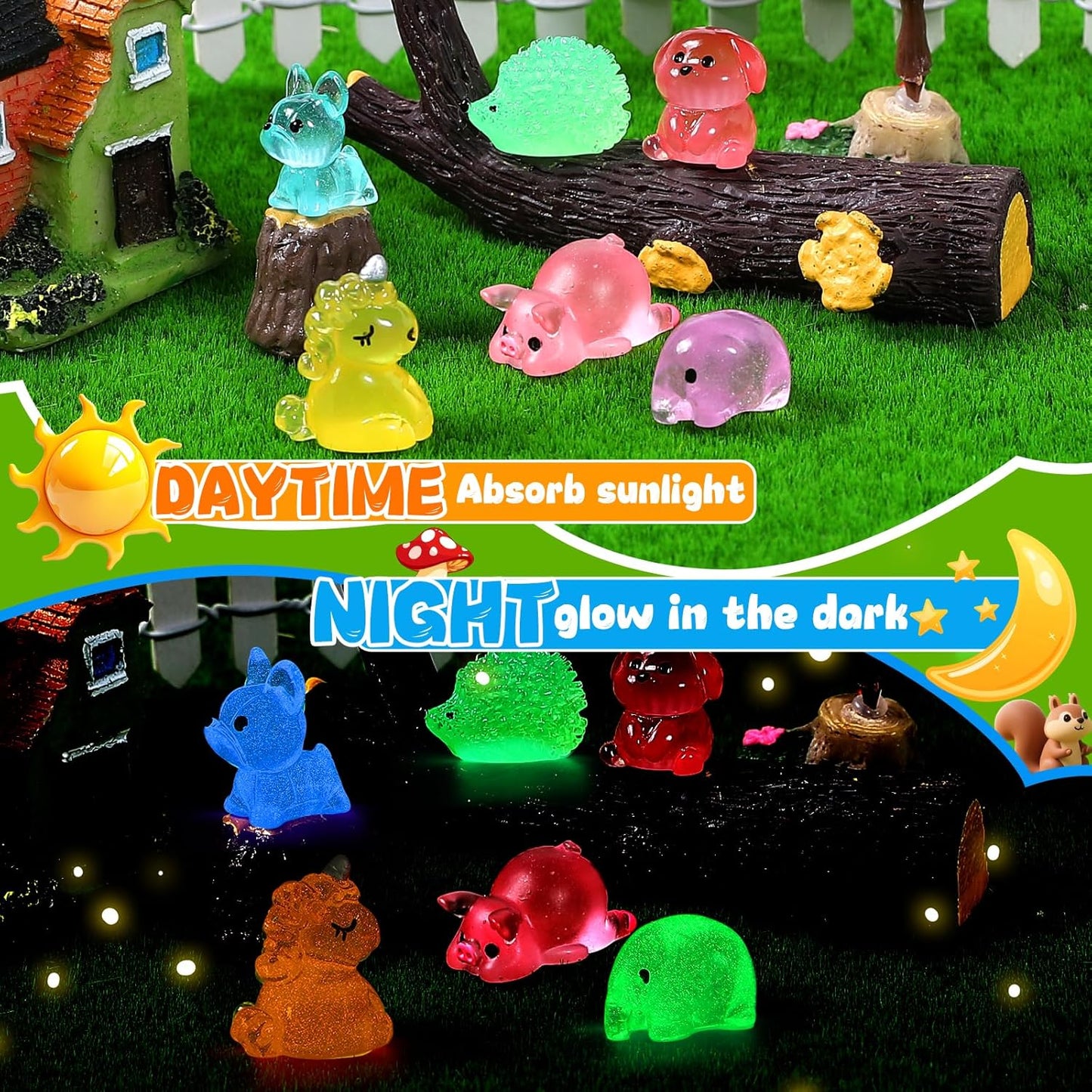 200 Pzas Animales Resina Luminiscentes Mini 30 Estilos