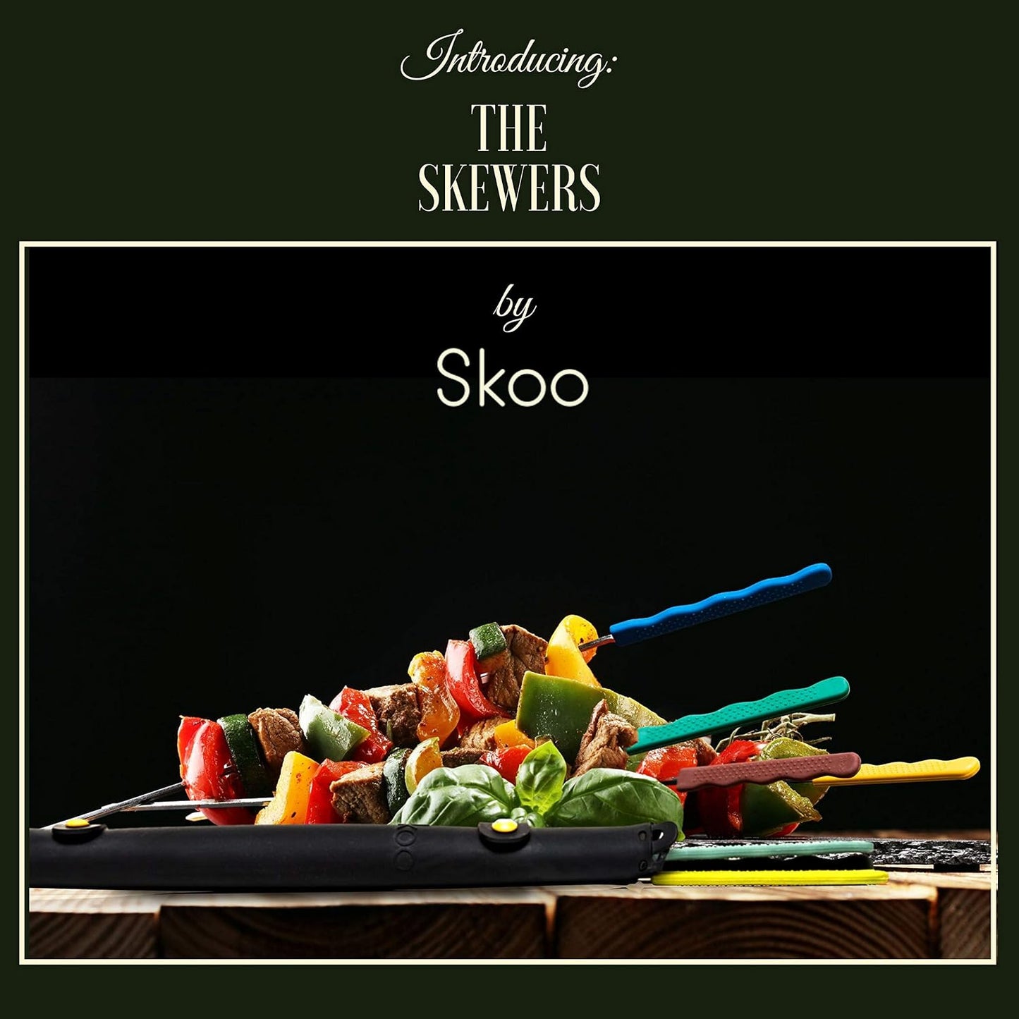 Set 7 Brochetas Acero Inox 14pulg Mango Silicona
