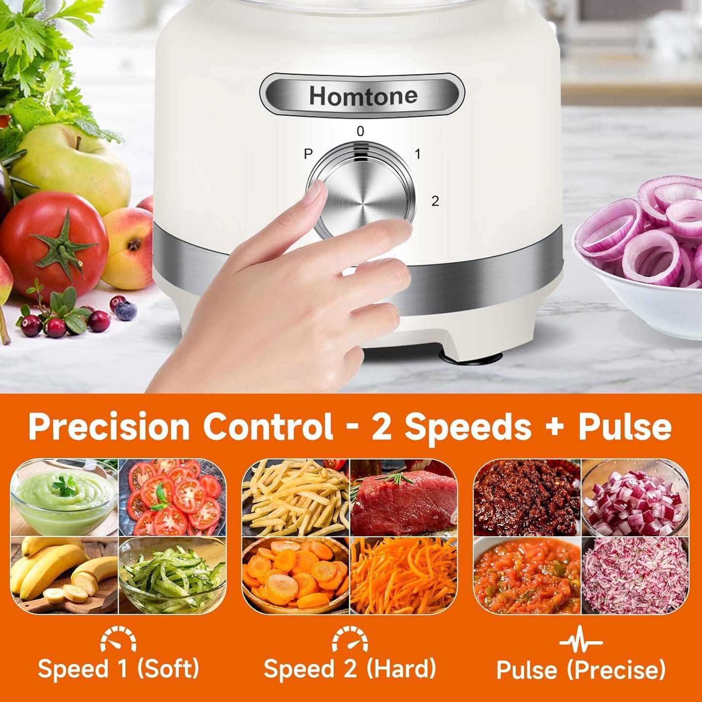 Procesador alimentos 16 tazas 9 funciones 7 cuchillas blanco