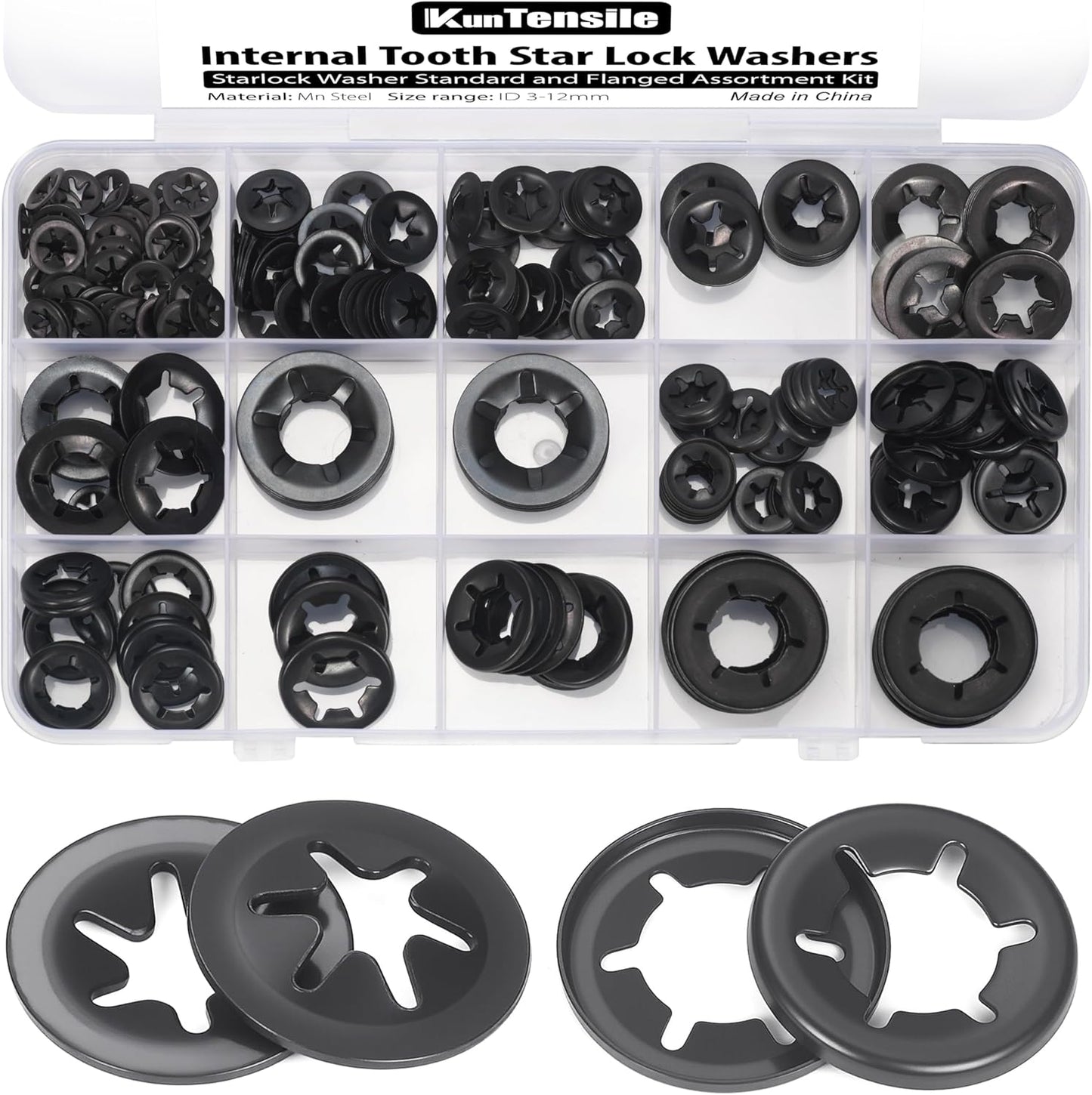 Juego arandela estrella acero Mn 304 pzas ID 3-12mm