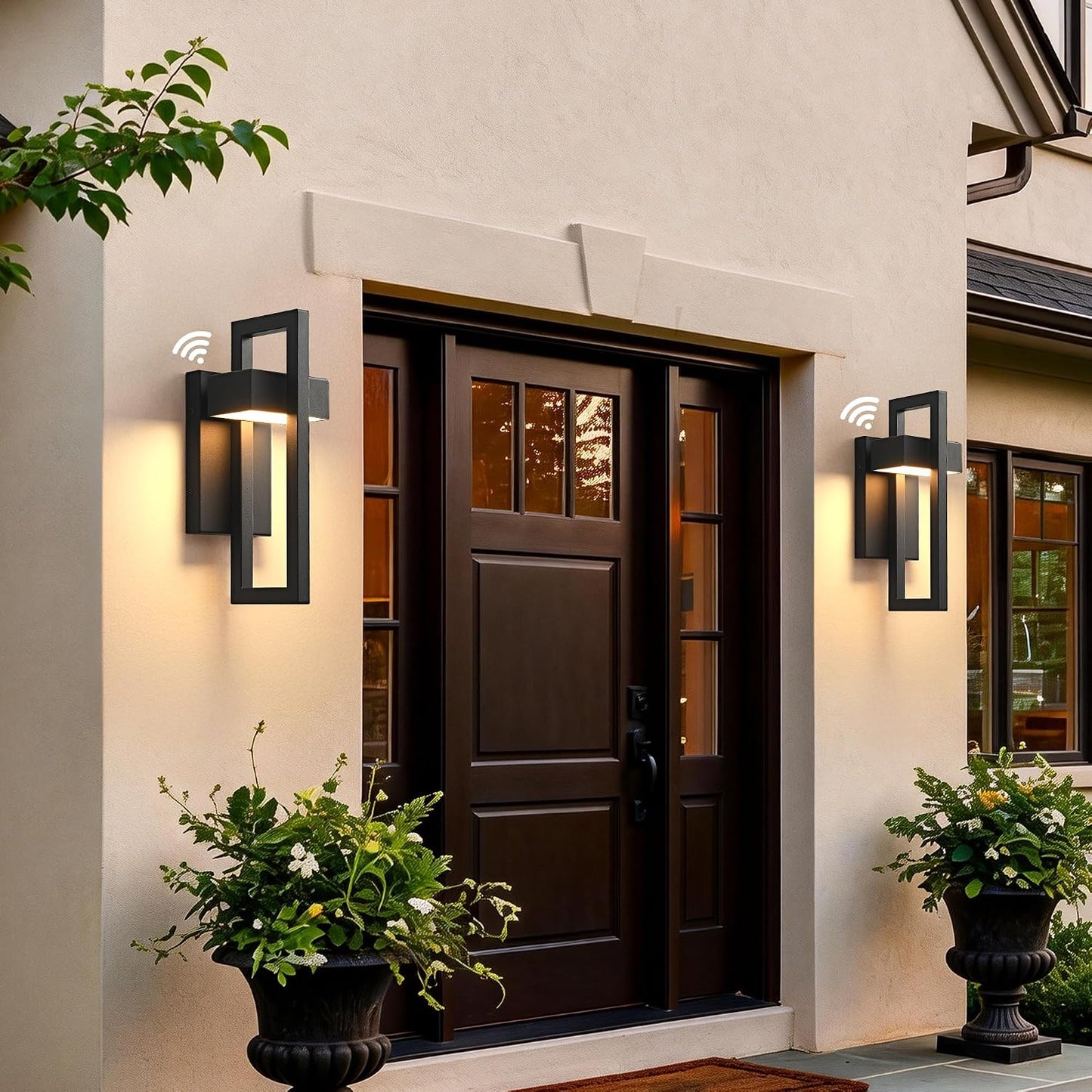 Aplique pared luces LED negras para porche exterior