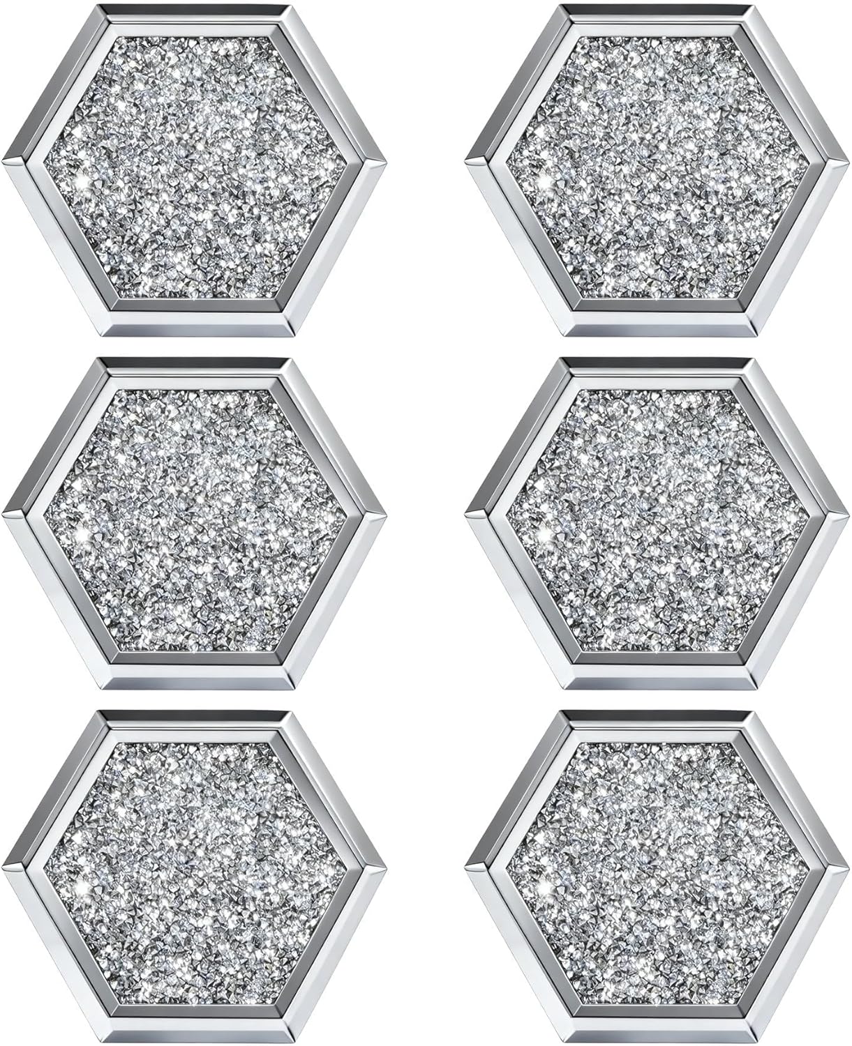 Posavasos hexagonales de cristal con espejo para mesa de cocina
