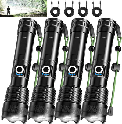 4 Linternas LED Recargables USB C 5 Modos IP65 Hogar Campamento