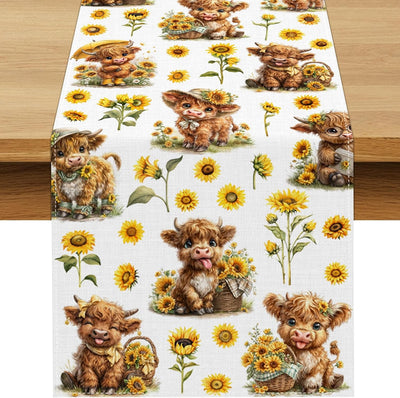 Camino de mesa de girasol vaca decoración fiesta cumpleaños