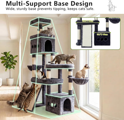Árbol gatos antipunta 72.4pulg todo en uno gris