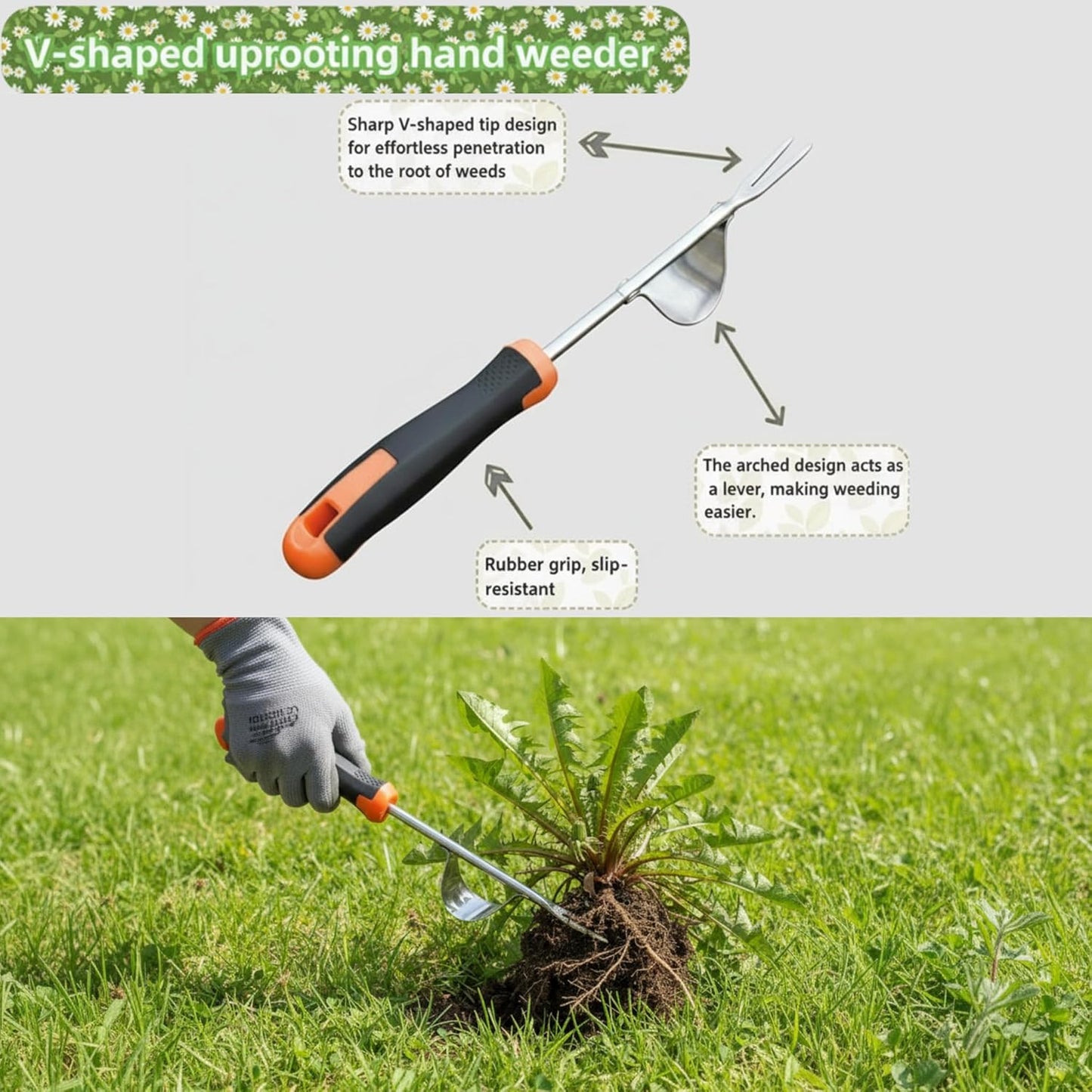 Extractor malezas jardín 4 púas desmalezadora grietas