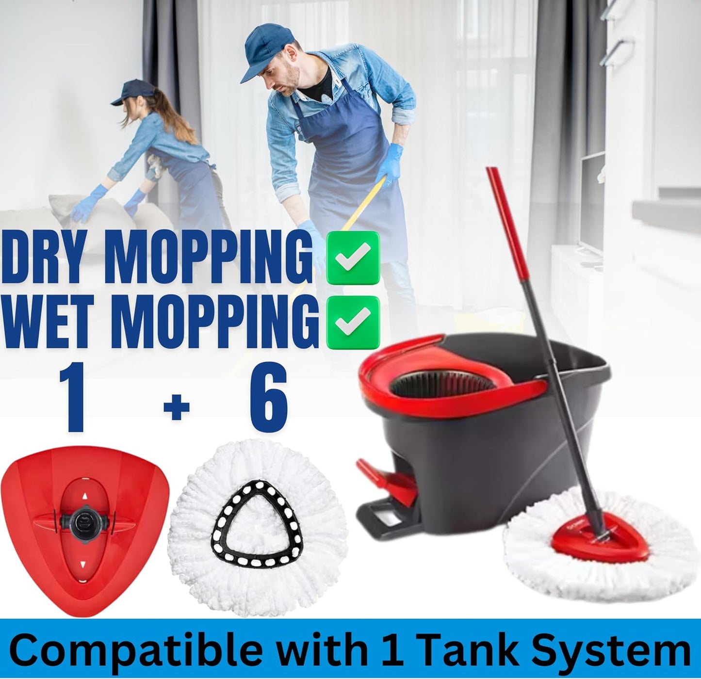 7 Cabezales Repuesto O Cedar Spin Mop Microfibra Lavable