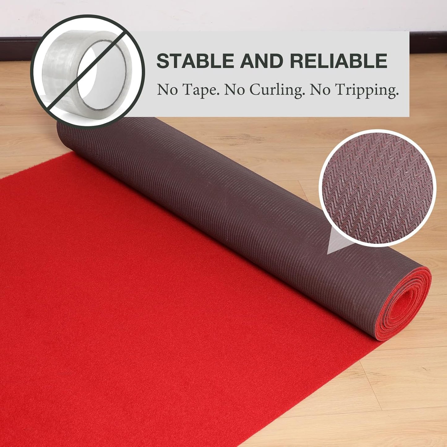 Alfombra roja pasillo 3x15ft antideslizante goma reutilizable