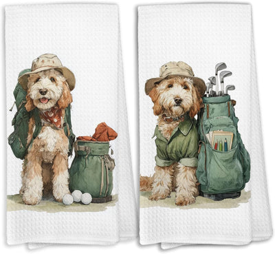 Toallas de cocina Goldendoodle para golf, regalo para mujer