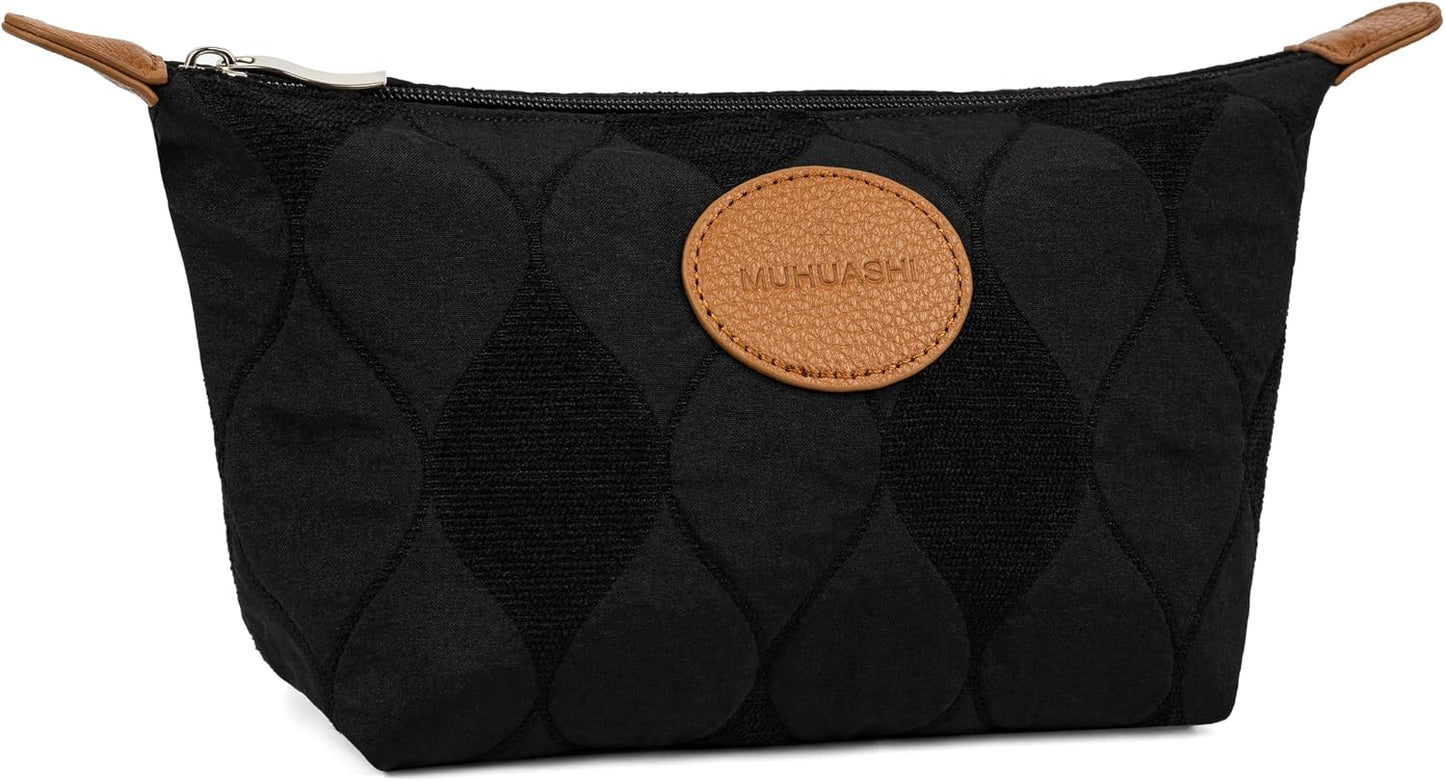 Bolsa maquillaje algodón funda organizadora con cremallera negro