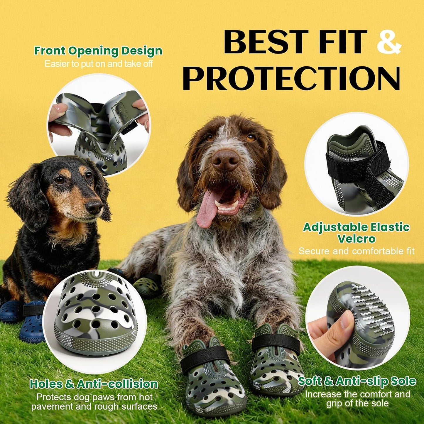 Zapatos perros pavimento caliente antideslizante ajustable