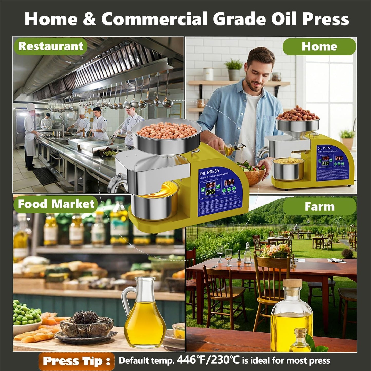 Máquina prensa aceite 1800W uso doméstico y comercial