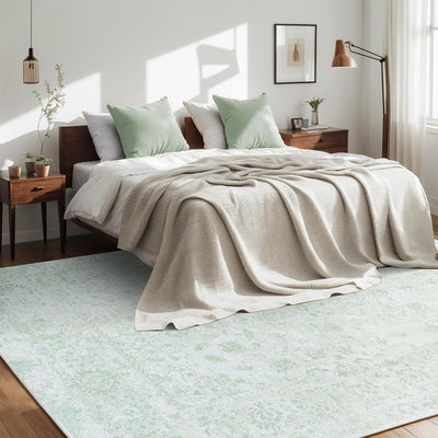 Alfombra sala 5x7 pulg bohemia lavable pelo bajo