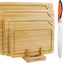 Juego de tablas de cortar de bambú etiquetadas 4 piezas con cuchillo de pan inoxidable