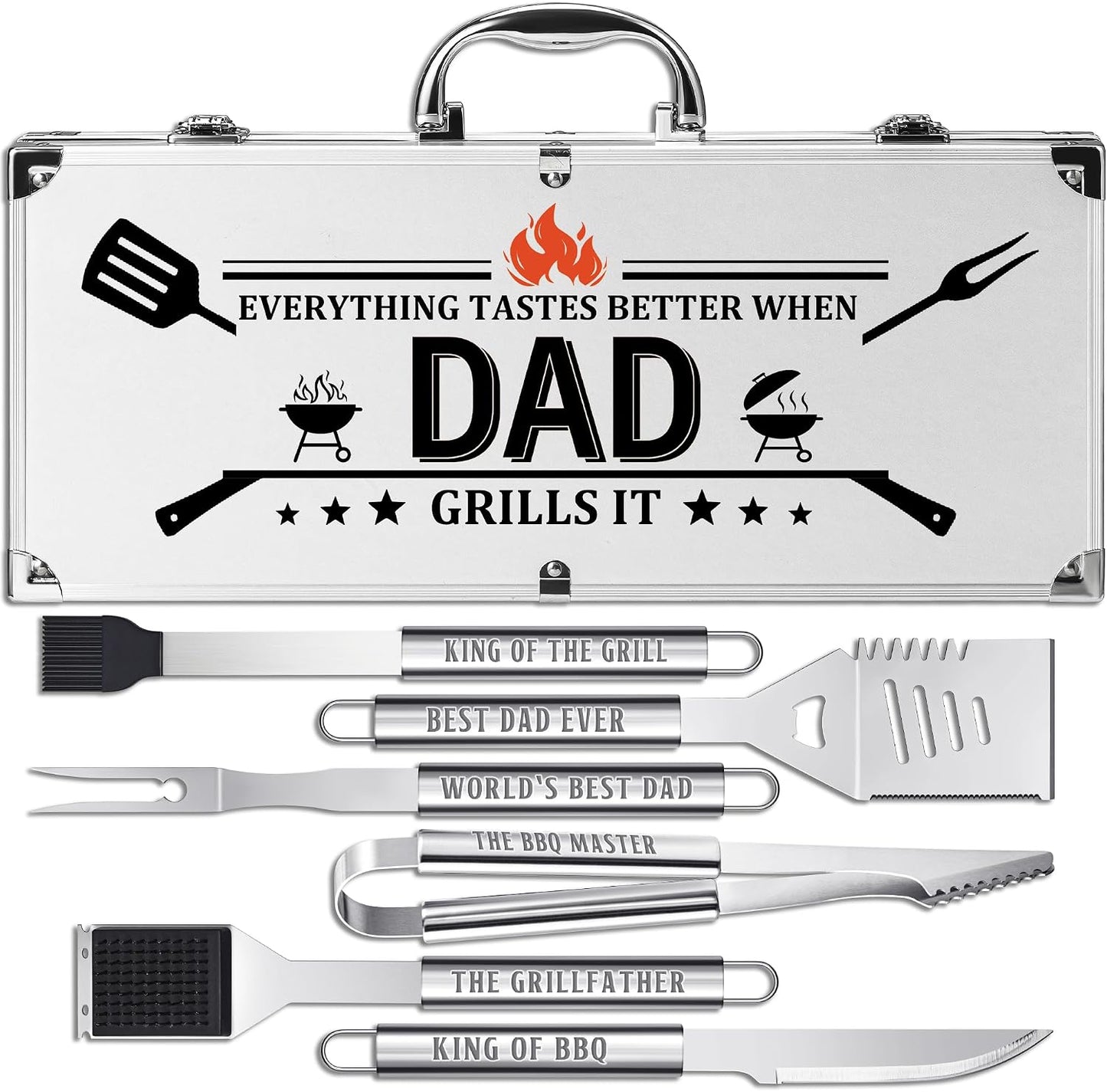 Kit accesorios parrilla acero inox antideslizante para hombre