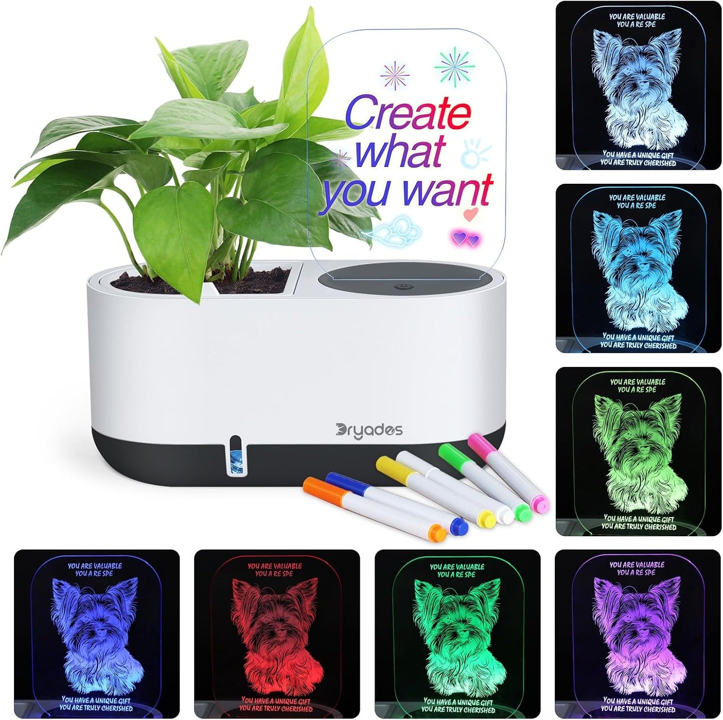 Maceta riego automático con tablero LED y bolígrafo 7 colores