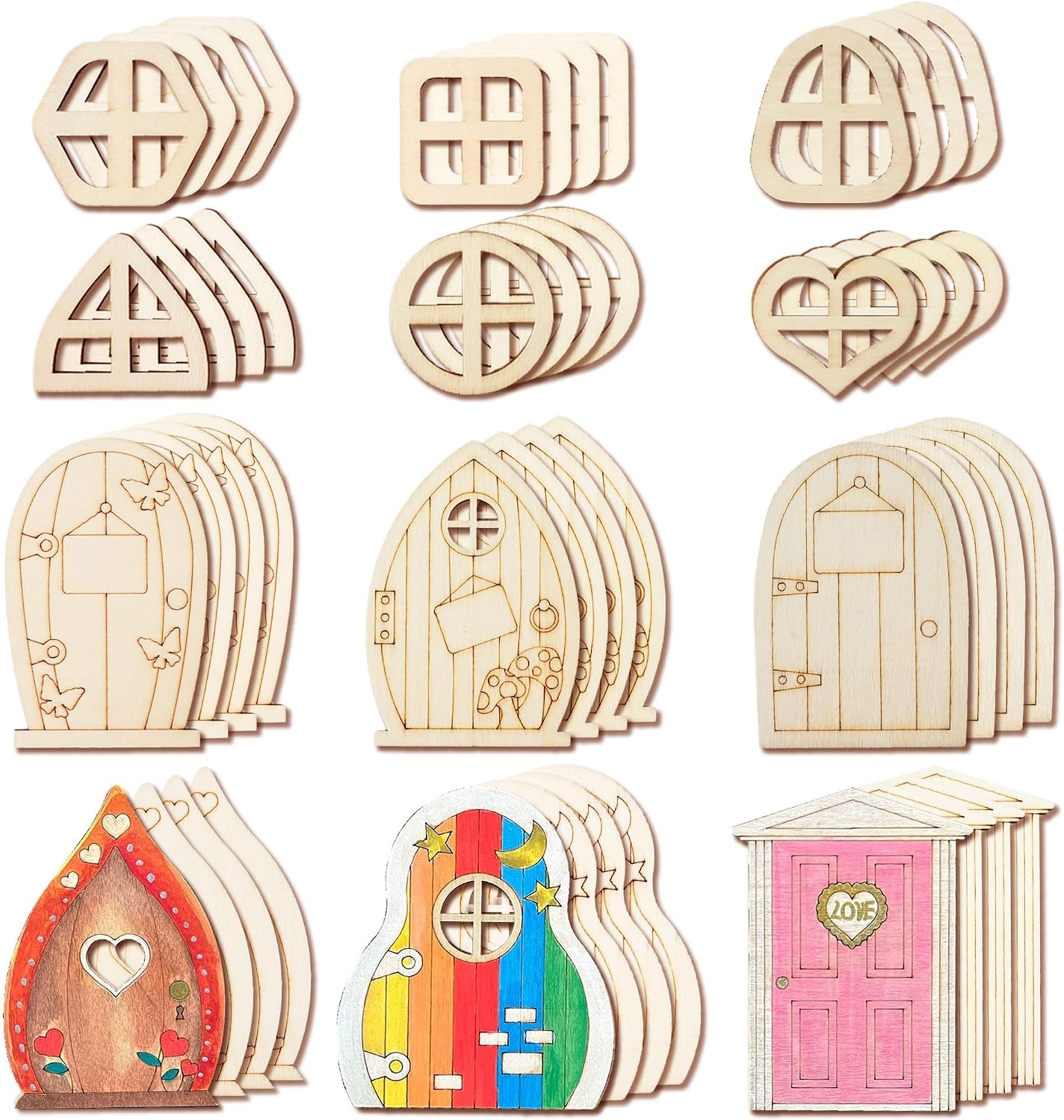 Kit 48 Pzas Manualidades Puertas Hadas Madera