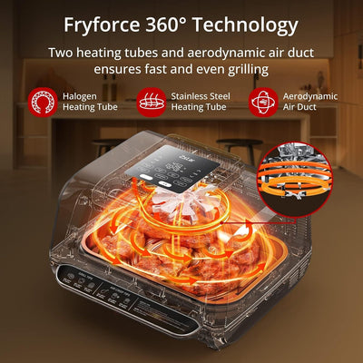Parrilla sin humo freidora aire 1750W 7 funciones 450°F