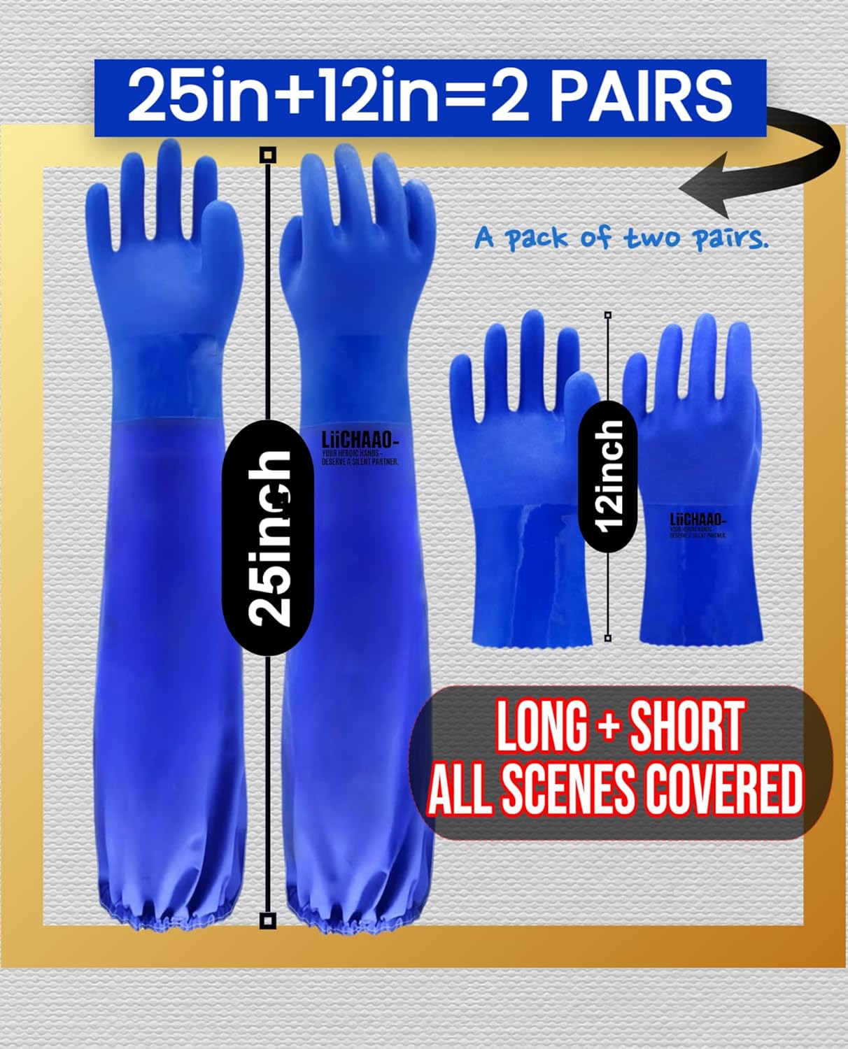 2 Pares Guantes Largos Impermeables para Piscina y Acuario