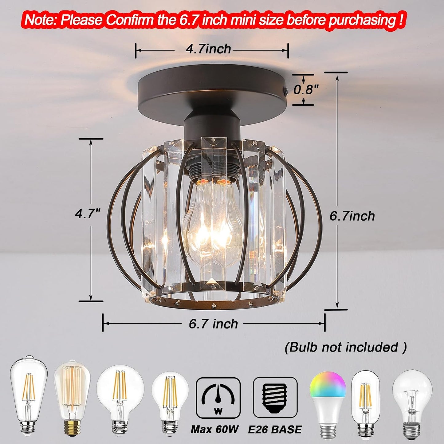 2 Lámparas techo bronce aceitado pantalla cristal jaula 6.7pulg