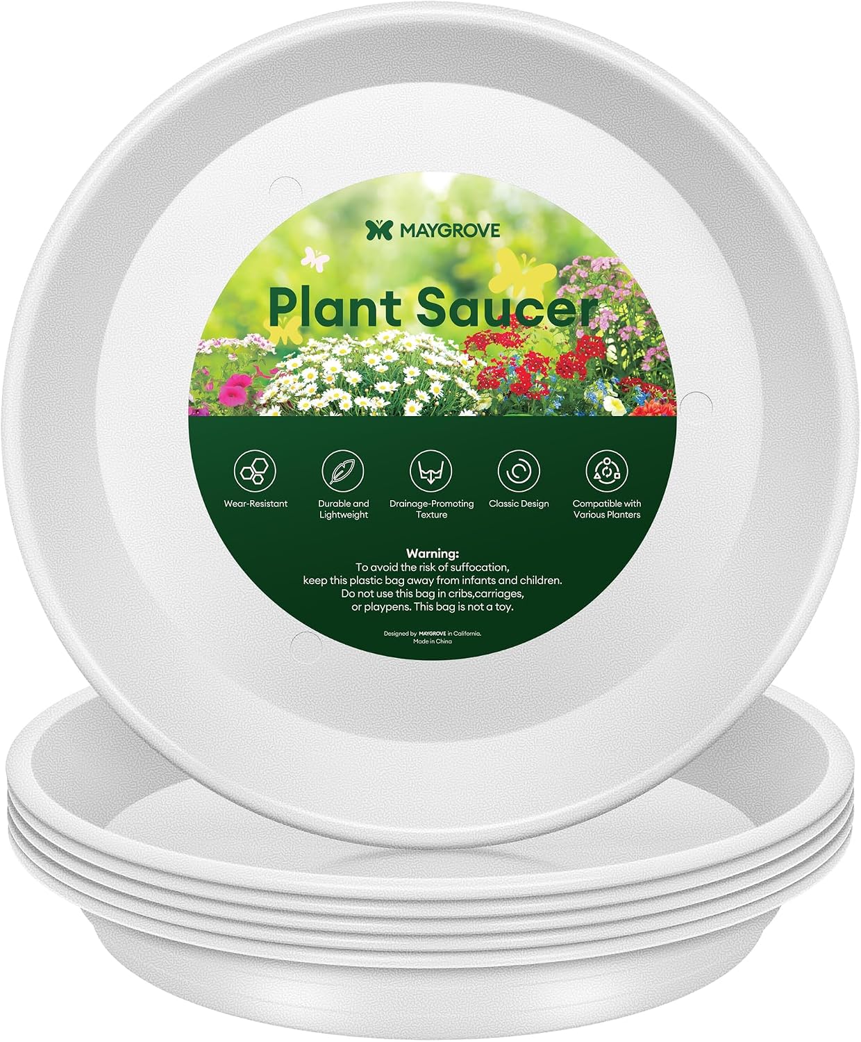 6 Pzas Bandejas Plástico 8-12pulg para Plantas Interiores