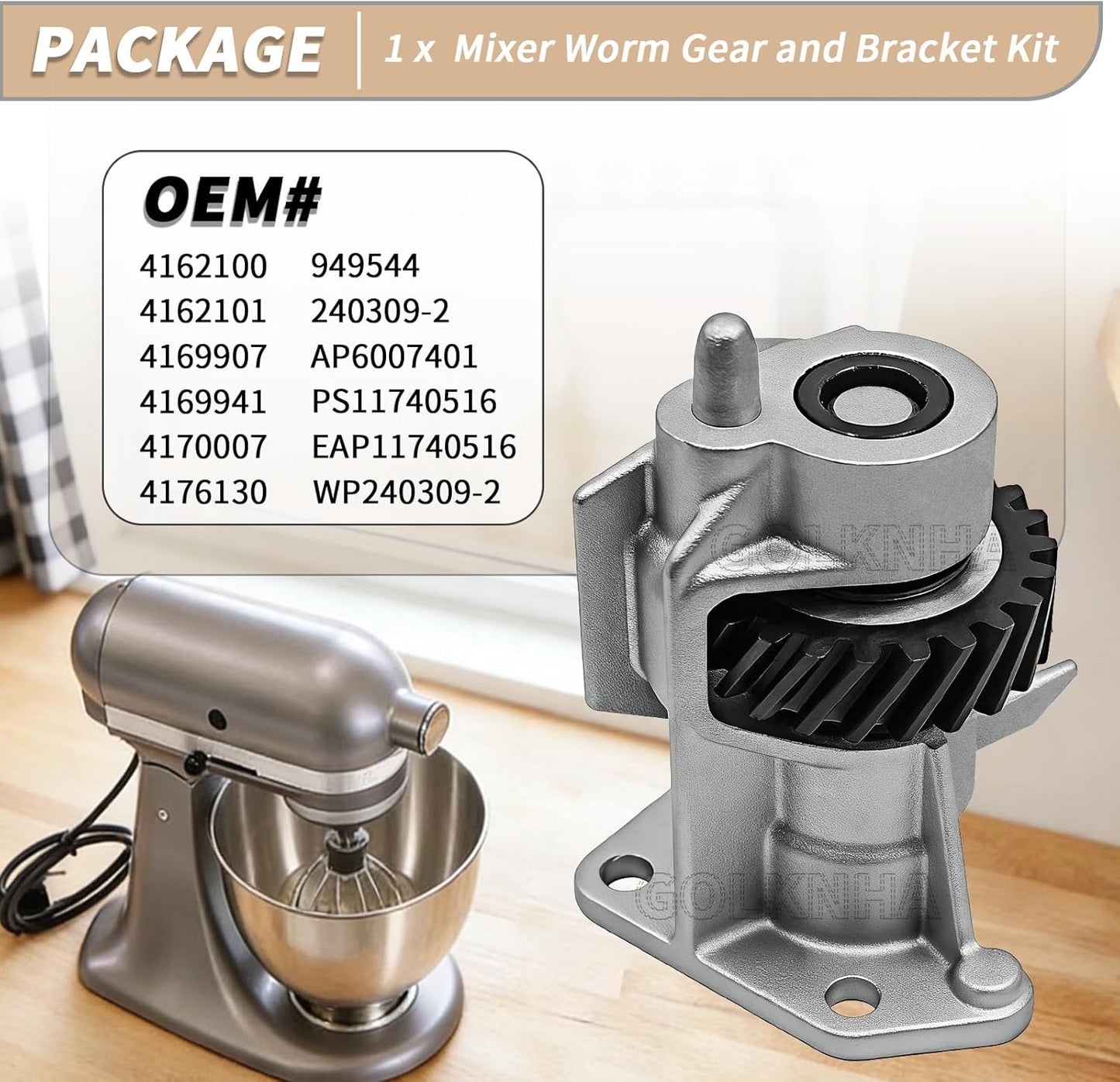 Kit engranaje soporte repuesto para mezclador Kitchen Aid