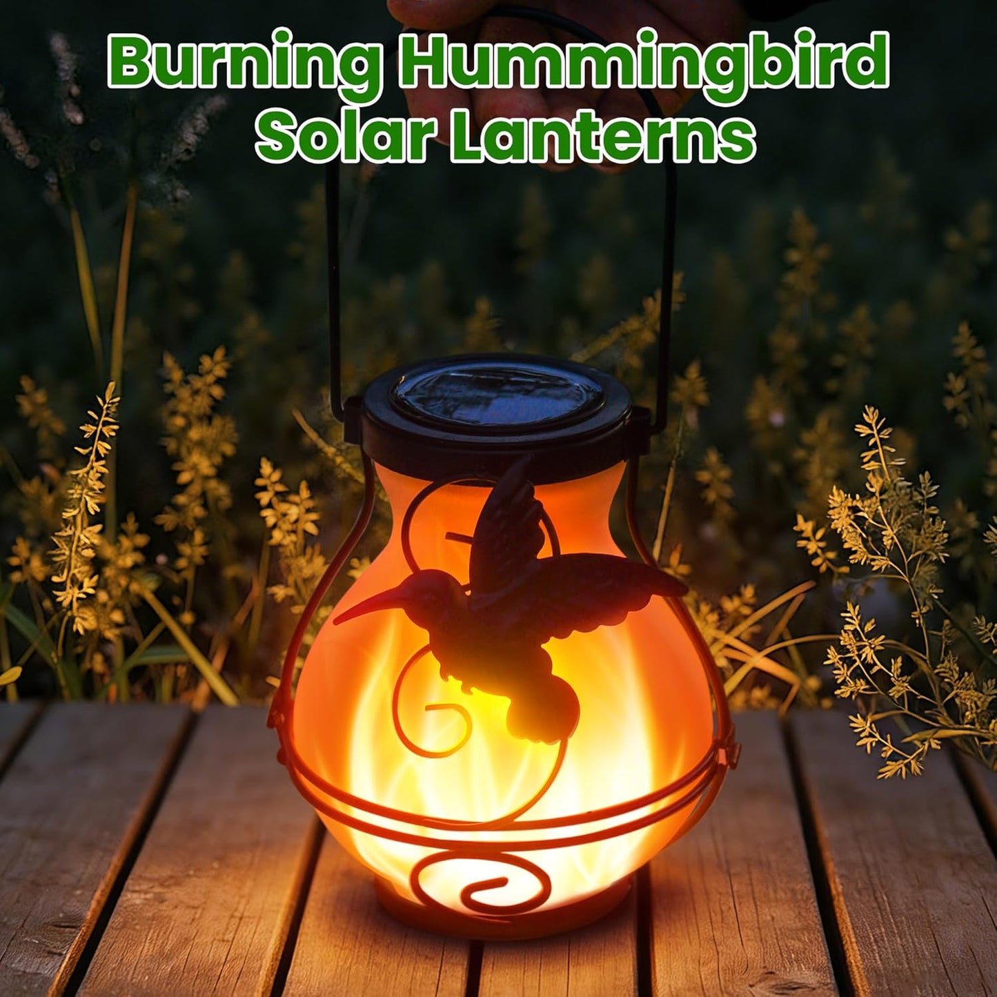 Faroles solares colibrí impermeables para jardín 2 pack