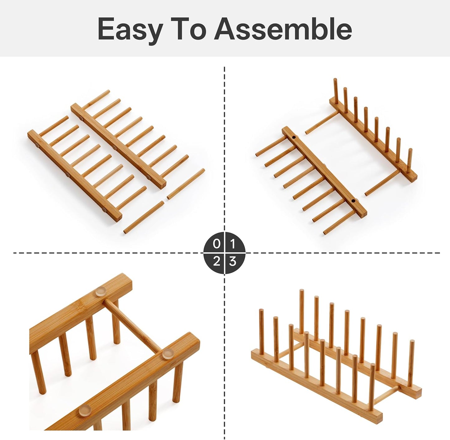Pack 2 Soportes Bambú para Platos Tazas Ollas Armario Cocina