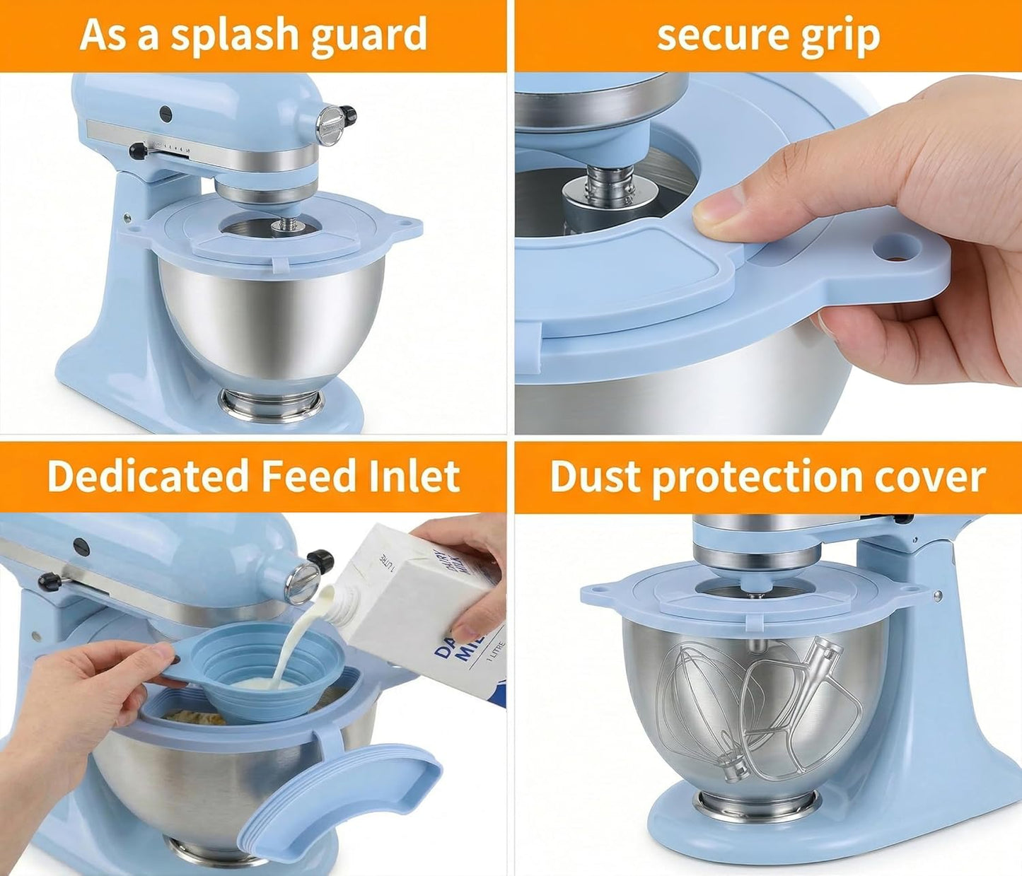 Cubierta de silicona para tazón KitchenAid con orificio central y escotilla de vertido