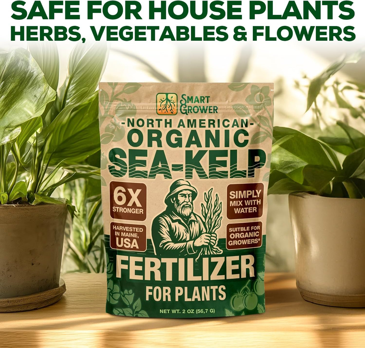 Fertilizante orgánico de algas soluble 2oz para jardín interior