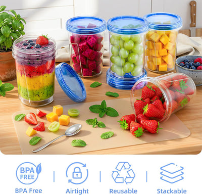 6 Pzas Contenedores Almacenamiento 1L con Tapas Reutilizables