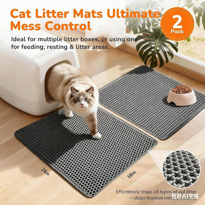 2 Tapetes Arena Gatos 17.7x23.6pulg Antideslizante Impermeable EVA