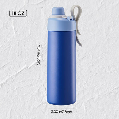 Botella de agua aislada Fijinhom de 18 oz con asa de doble pared en acero inoxidable