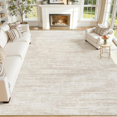 Alfombra lavable 8x10ft moderna antideslizante beige