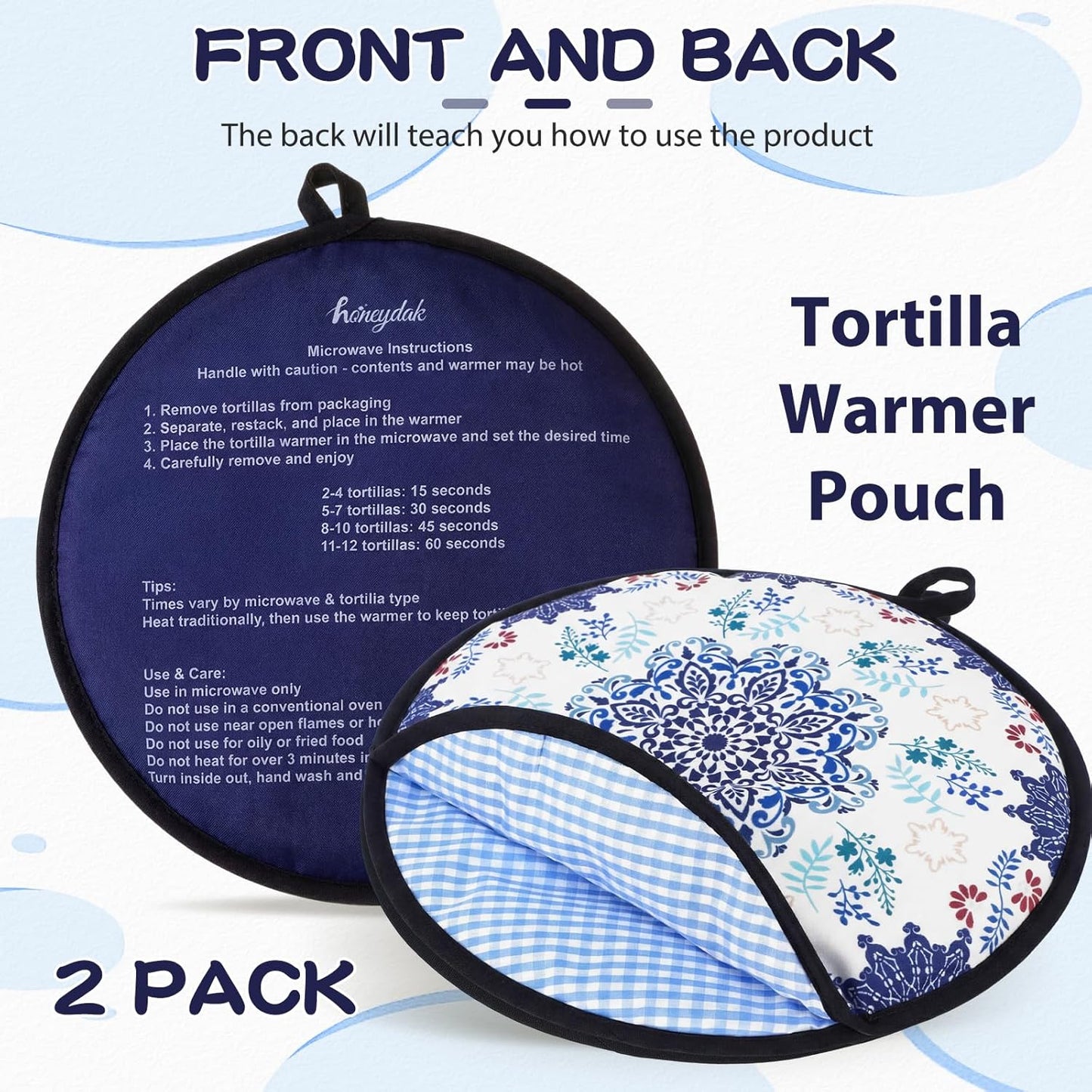Bolsas calentadoras de tortillas Honeydak 12 pulgadas para microondas