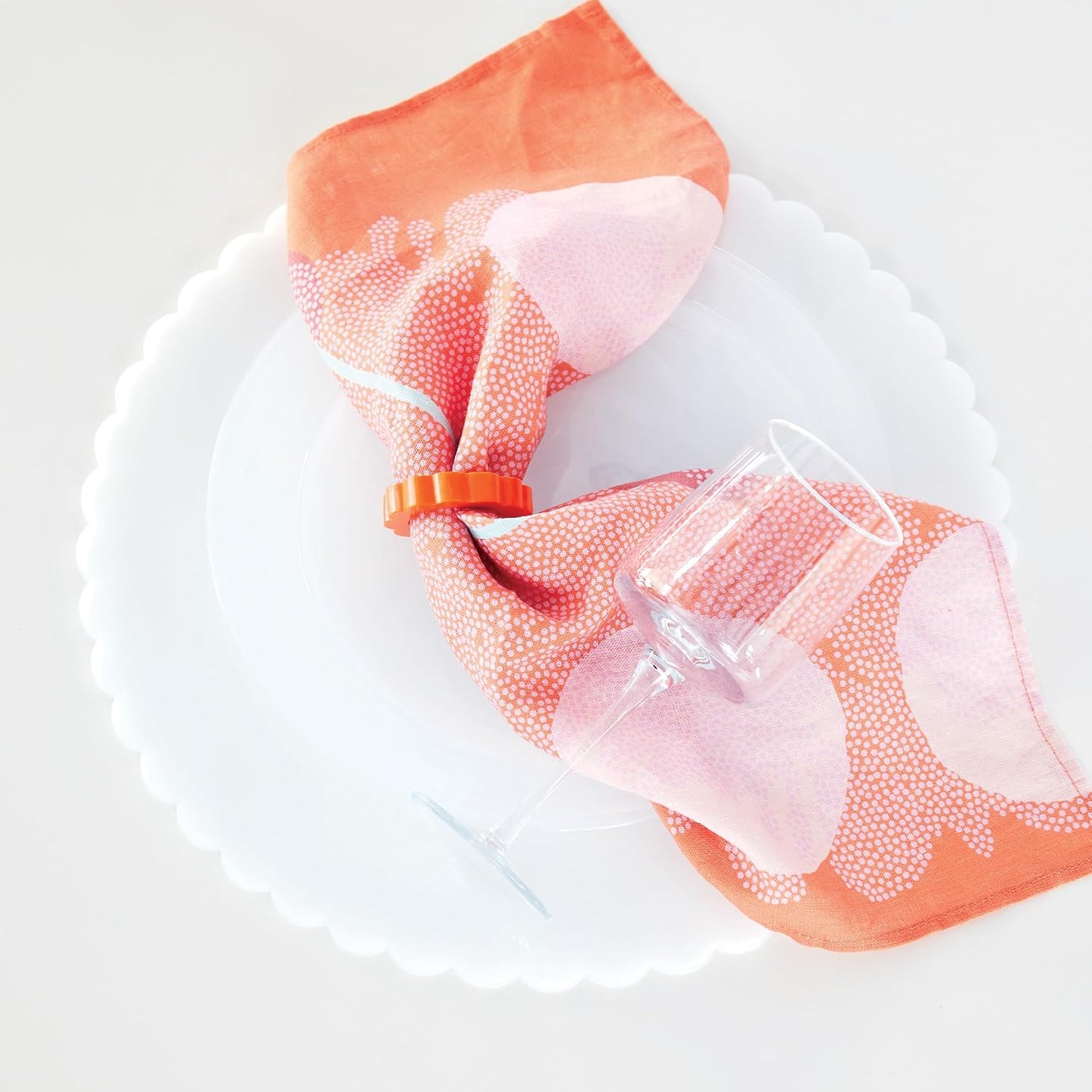 Juego de anillos para servilletas mariposa naranja de acrílico