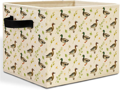 Caja almacenamiento botánico pato con asas cesta rústica plegable